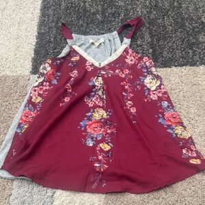 Floral Maroon Tank Top